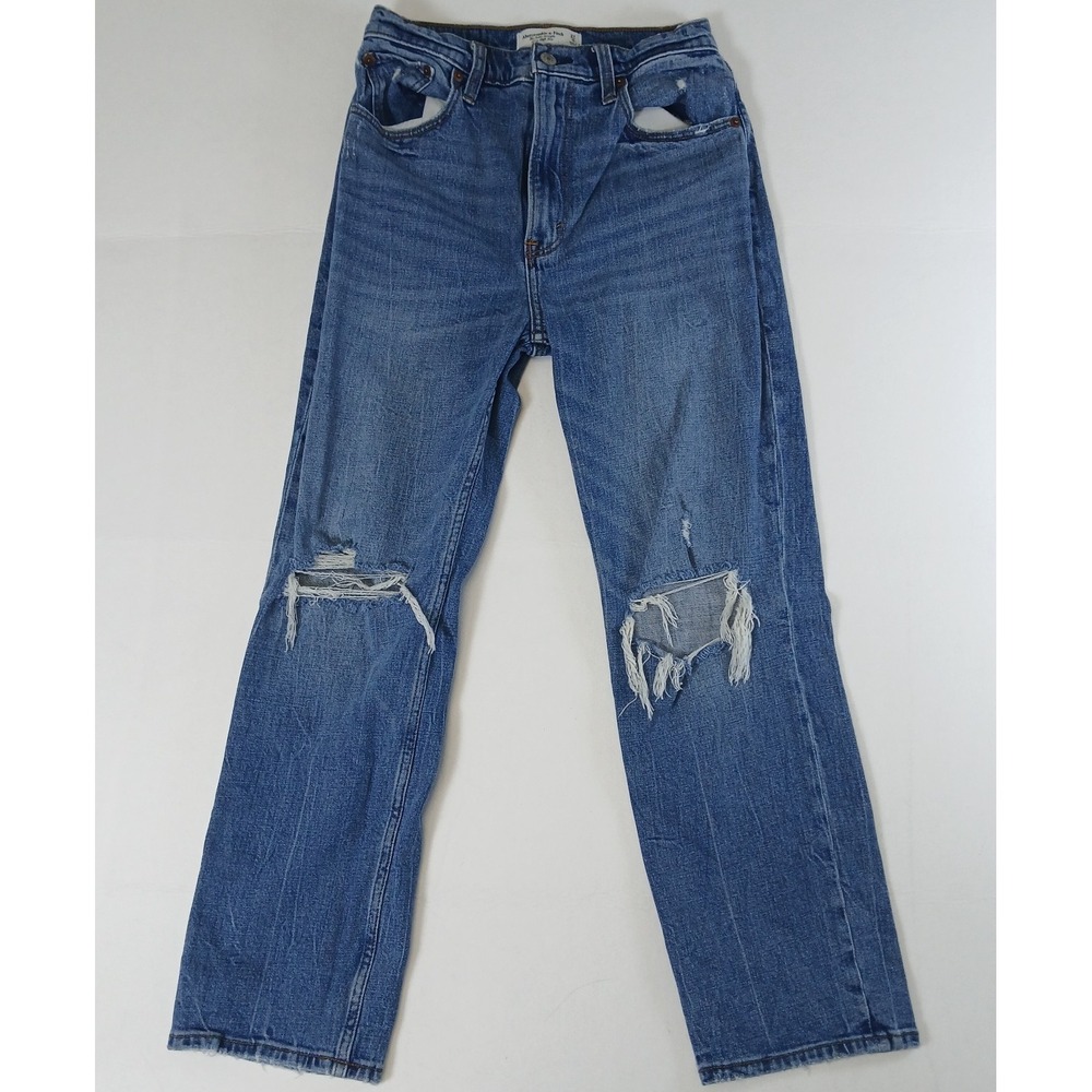 Abercrombie & Fitch Jeans Womens 27 Blue Ultra High Rise‎ Ankle Distressed Y2K